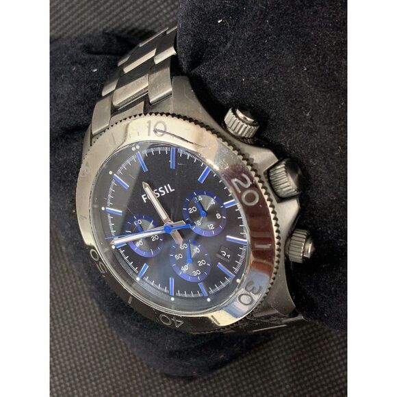 Fossil CH2869 Men's Watch Chronograph Black Dial Smoke Ion Plated Analog O860 - Picture 2 of 8